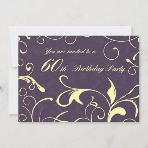 Purple Yellow 60th Birthday Party Invitation Cards
