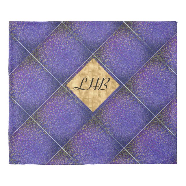 Purple Yellow Abstract Trellis Pattern Duvet Cover (Front)