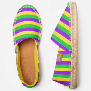Purple, Yellow, and Green Mardi Gras Stripe Espadrilles