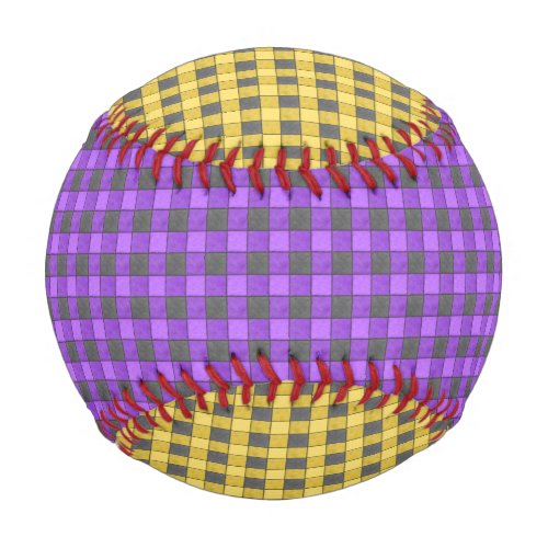 Purple Yellow Black Plaid Check Baseball