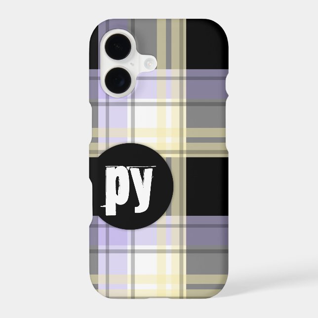 Purple Yellow Black Plaid Monogram iPhone 7 Case (Back)