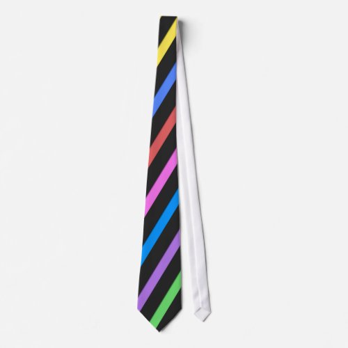 Purple Yellow Blue Black trippy stripes Neck Tie