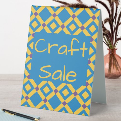 Purple Yellow Blue Diamond Tiles Table Tent Sign