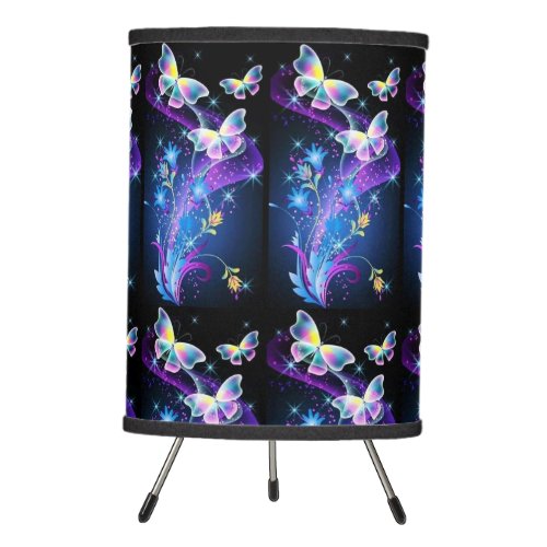 Purple Yellow Blue Sparkle Butterfly Tripod Lamp