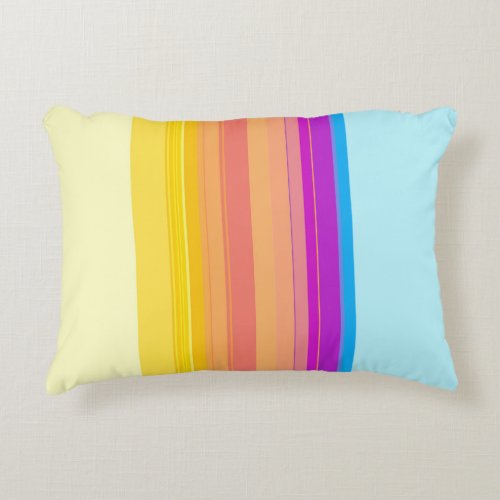 Purple Yellow Blue Stripes Accent Pillow