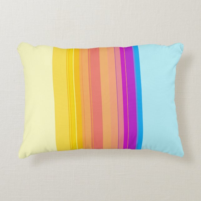 Purple Yellow Blue Stripes Accent Pillow (Front)