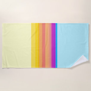 Purple Yellow Blue Stripes Beach Towel