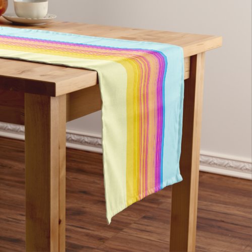 Purple Yellow Blue Stripes Short Table Runner