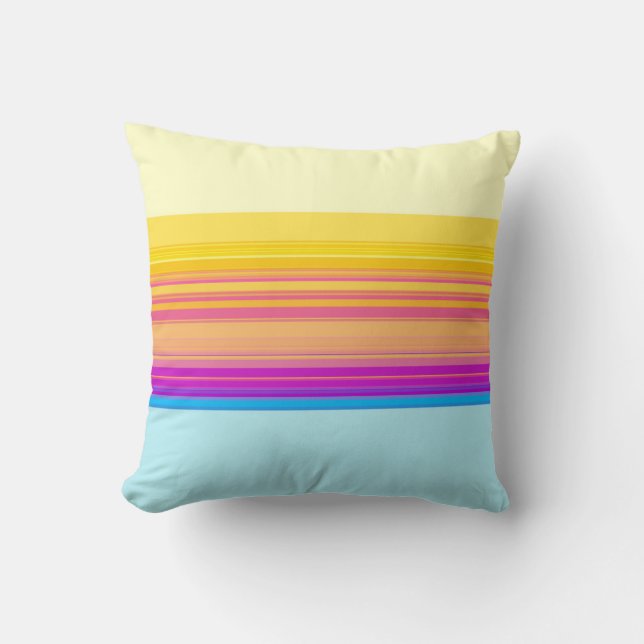 Purple Yellow Blue Stripes Throw Pillow (Front)