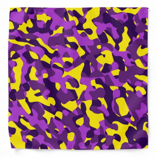 Purple Yellow Camouflage Print Pattern Bandana