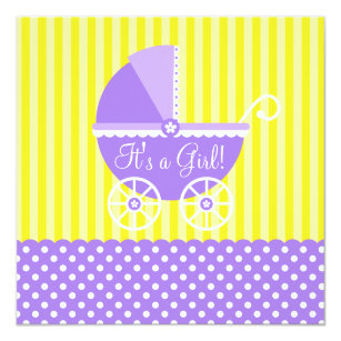 Purple And Yellow Baby Shower Invitations 2