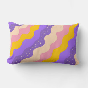 Purple Yellow Celestial Stripe Groovy Abstract  Lumbar Pillow