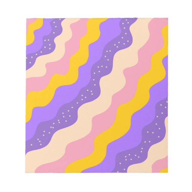Purple Yellow Celestial Stripe Groovy Abstract  Notepad (Front)