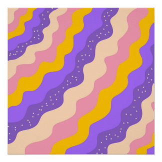 Purple Yellow Celestial Stripe Groovy Abstract Poster