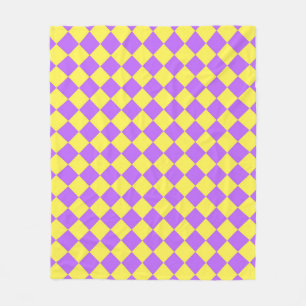 Purple Yellow Checker Diamond Fleece Blanket