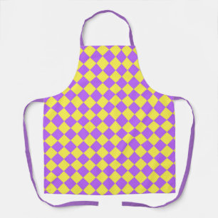 Purple Yellow Checker Diamond Pattern Apron