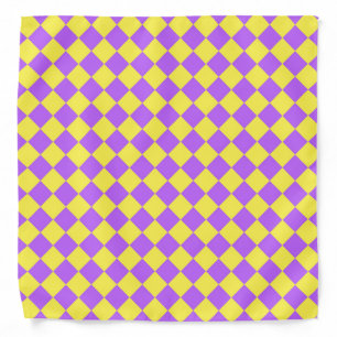 Purple Yellow Checker Diamond Pattern  Bandana