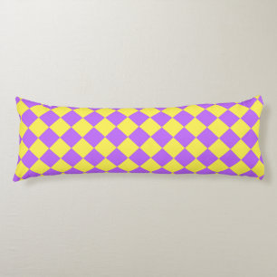 Purple Yellow Checker Diamond Pattern Body Pillow