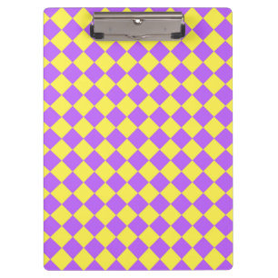 Purple Yellow Checker Diamond Pattern Clipboard