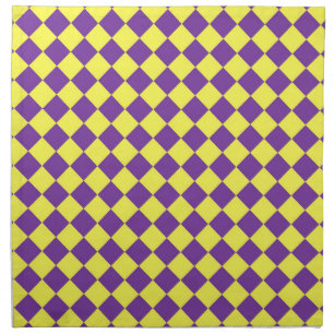 Purple Yellow Checker Diamond Pattern Cloth Napkin