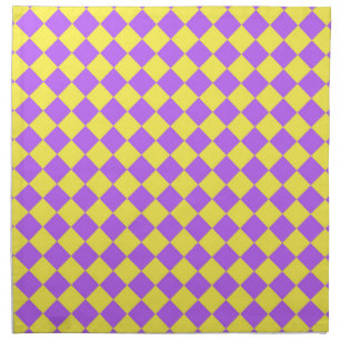 Purple Yellow Checker Diamond Pattern Cloth Napkin
