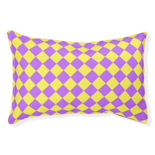 Purple Yellow Checker Diamond Pattern Dog Bed