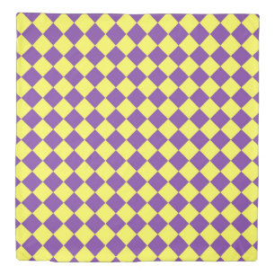 Purple Yellow Checker Diamond Pattern Duvet Cover