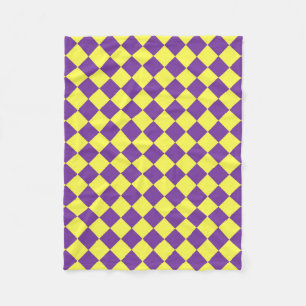 Purple Yellow Checker Diamond Pattern Fleece Blanket