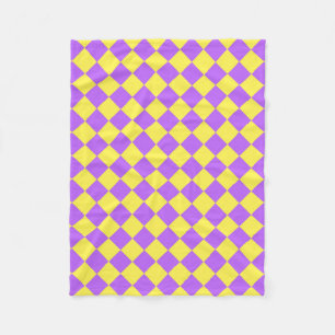 Purple Yellow Checker Diamond Pattern  Fleece Blanket