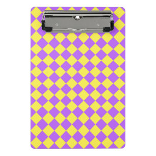 Purple Yellow Checker Diamond Pattern Mini Clipboard