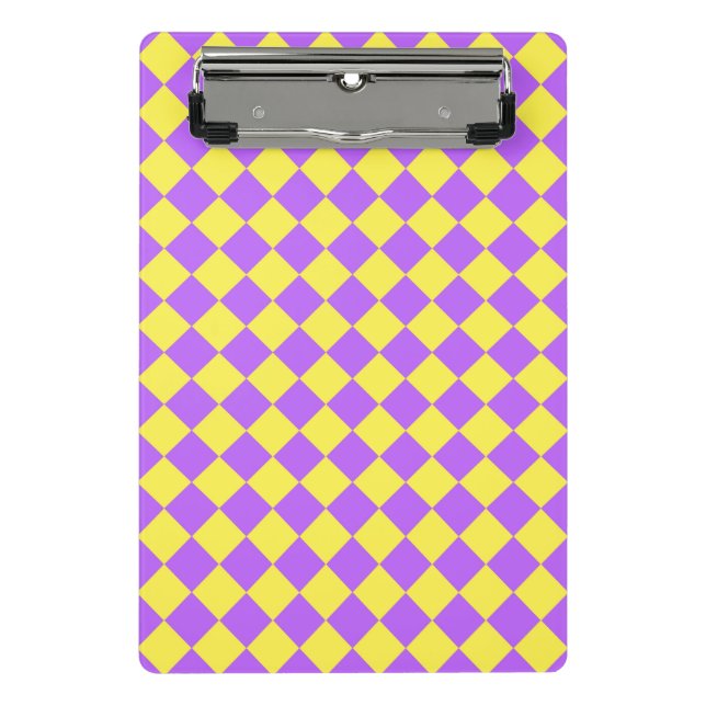Purple Yellow Checker Diamond Pattern  Mini Clipboard (Front)