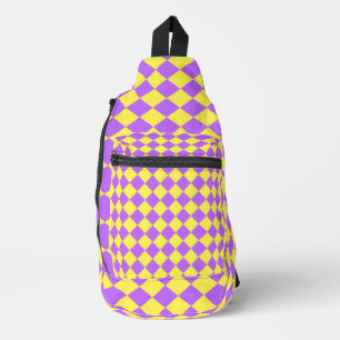 Purple Yellow Checker Diamond Pattern Sling Bag