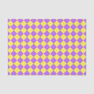 Purple Yellow Checker Diamond Pattern Tissue Paper
