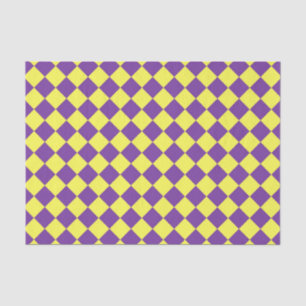 Purple Yellow Checker Diamond Pattern Tissue Paper