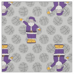 purple yellow christmas basketball santa claus fabric