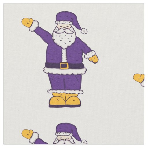 purple yellow christmas santa claus fabric