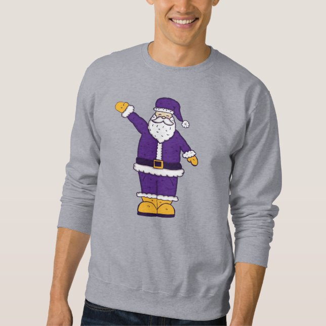 purple yellow christmas santa claus sweatshirt (Front)