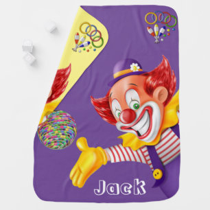 Purple Yellow Clown Baby Blanket
