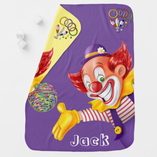 Purple Yellow Clown Baby Blanket (In Situ)