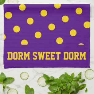 Purple Yellow College Team Cool Fun Dorm School Kitchen Towel