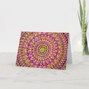 Purple Yellow Color Hand Drawn Mandala Card