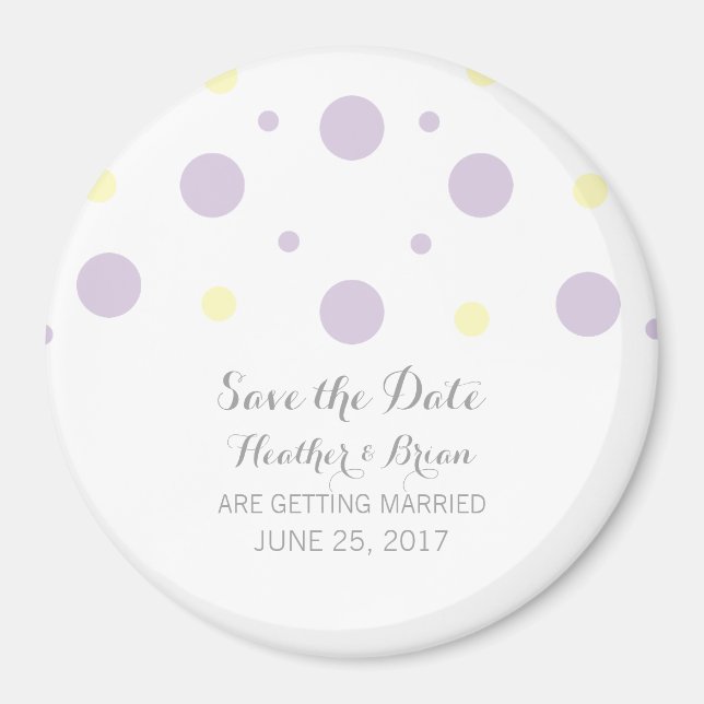 Purple Yellow Confetti Save the Date Magnet (Front)