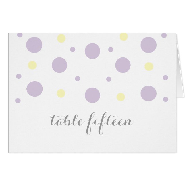 Purple Yellow Confetti Table Number Card (Front Horizontal)