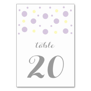 Purple Yellow Confetti Wedding Table Card