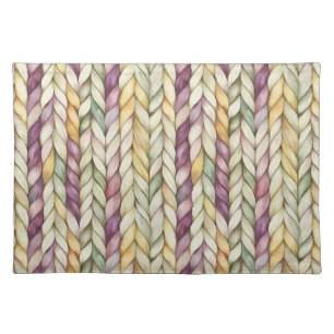 Purple Yellow Cream Green Woven Stripes Cloth Placemat
