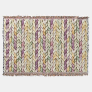 Purple Yellow Cream Green Woven Stripes Throw Blanket