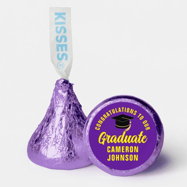Purple Yellow Custom Graduation Party Hershey®'s Kisses® (Front)