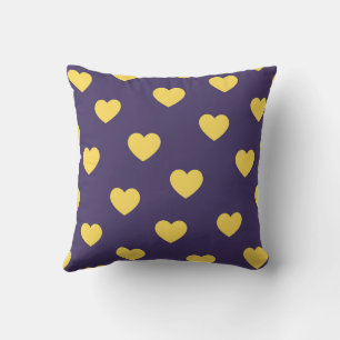 Purple Yellow Cute Cozy Modern Romantic Chic Heart Throw Pillow
