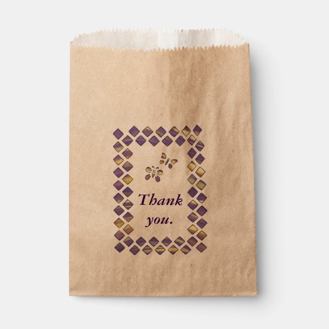 Purple Yellow Diamonds and Butterflies Favor Bags (Front)