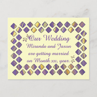 Purple Yellow Diamonds Butterflies Invite Postcard